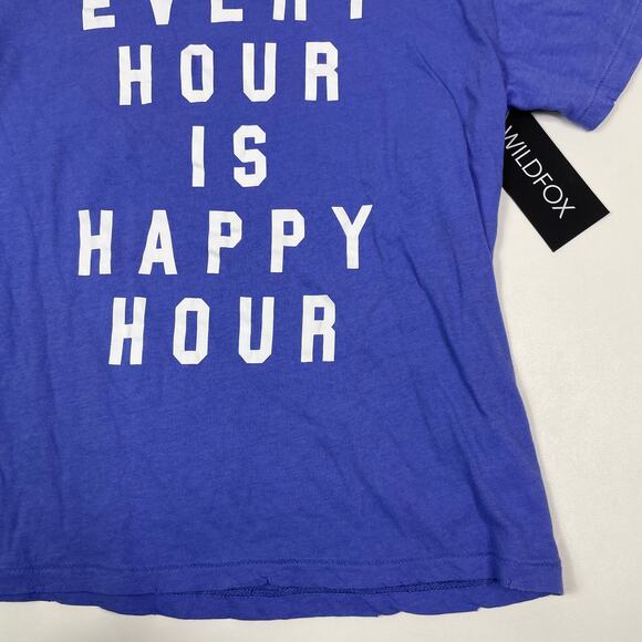 Wildfox Every hour is happy hour purple graphic t-shirt sz S - Picture 3 of 4